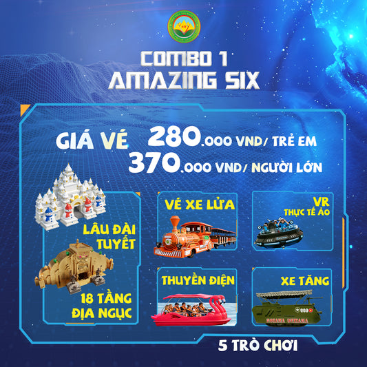 Bảng giá vé Sơn Tiên - Combo Trò Chơi Công Viên Chủ Đề - Amazing Six Combo